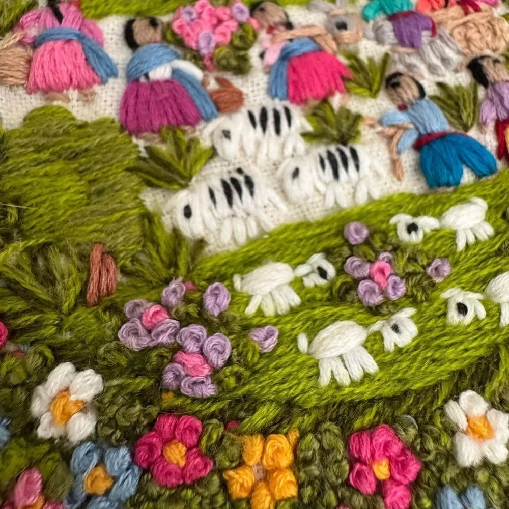 Vintage Embroidered Intricate Threaded Tea Towel